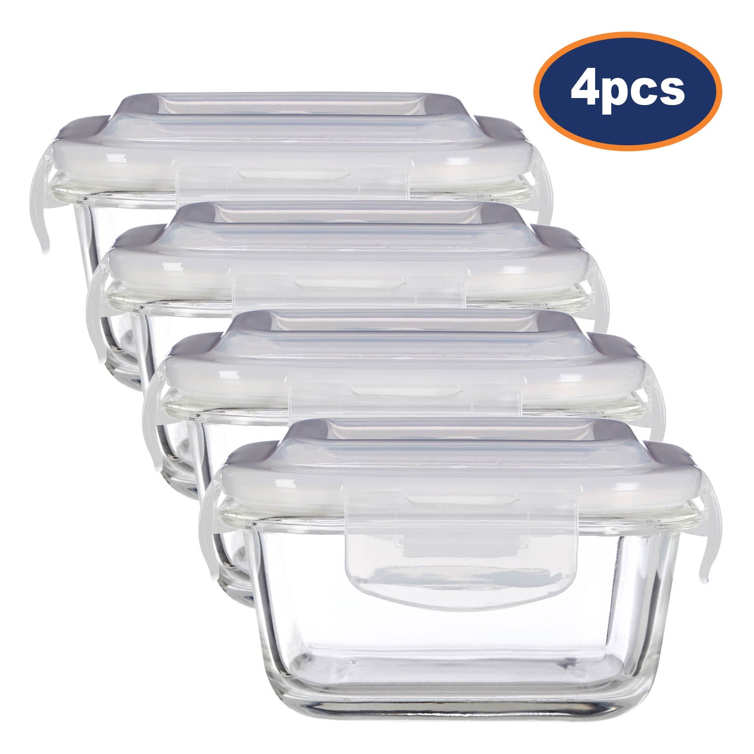 4pcs 320ml Freska Container Borosilicate Glass