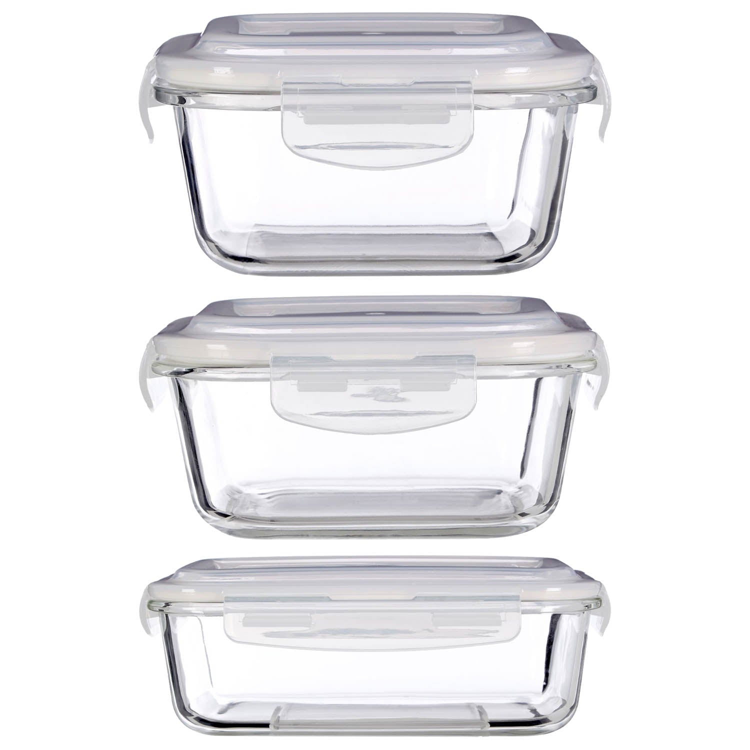 2pc Freska 520ml 800ml & 1520ml Glass Food Container Set