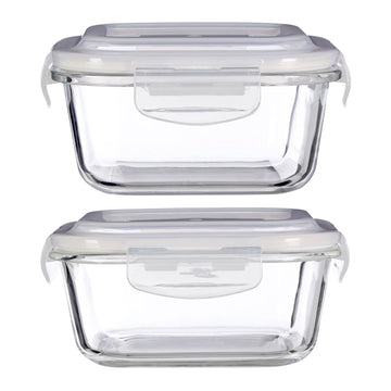 2pc Freska 520ml & 800ml  Glass Food Container Set