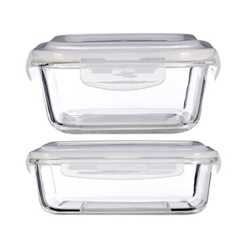 2pc Freska 800ml & 1520ml Glass Food Container Set