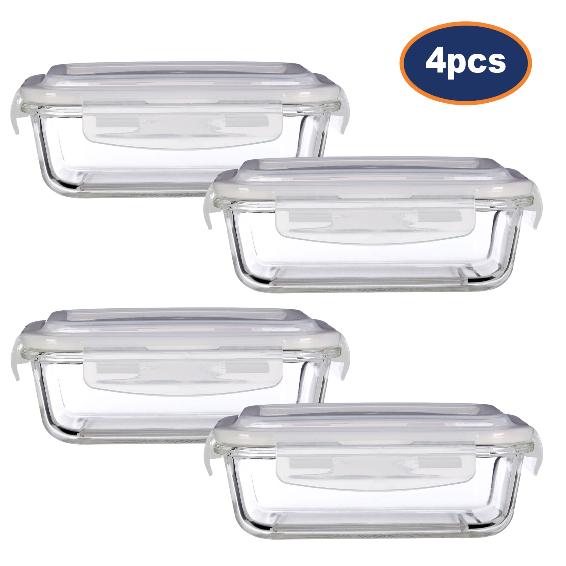 Set of 4 640ml Freska Glass Food Container