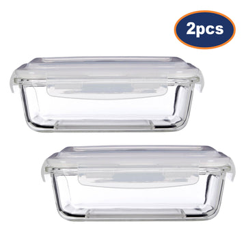 2pcs Freska 1040ml Borosilicate Glass Lunch Box Container