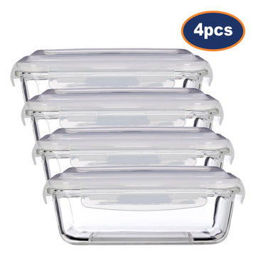 4pcs Freska 1040ml Borosilicate Glass Lunch Box Container