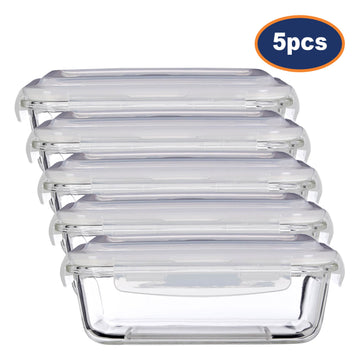 5pcs Freska 1040ml Borosilicate Glass Lunch Box Container