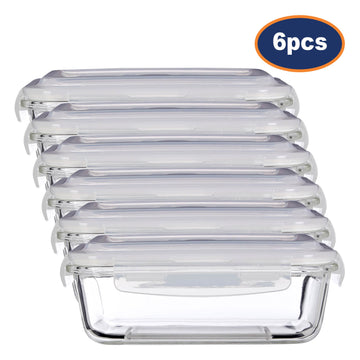 6pcs Freska 1040ml Borosilicate Glass Lunch Box Container