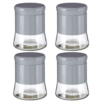 Set Of 4 800ml Grey Coffee Sugar Tea Canister Jar