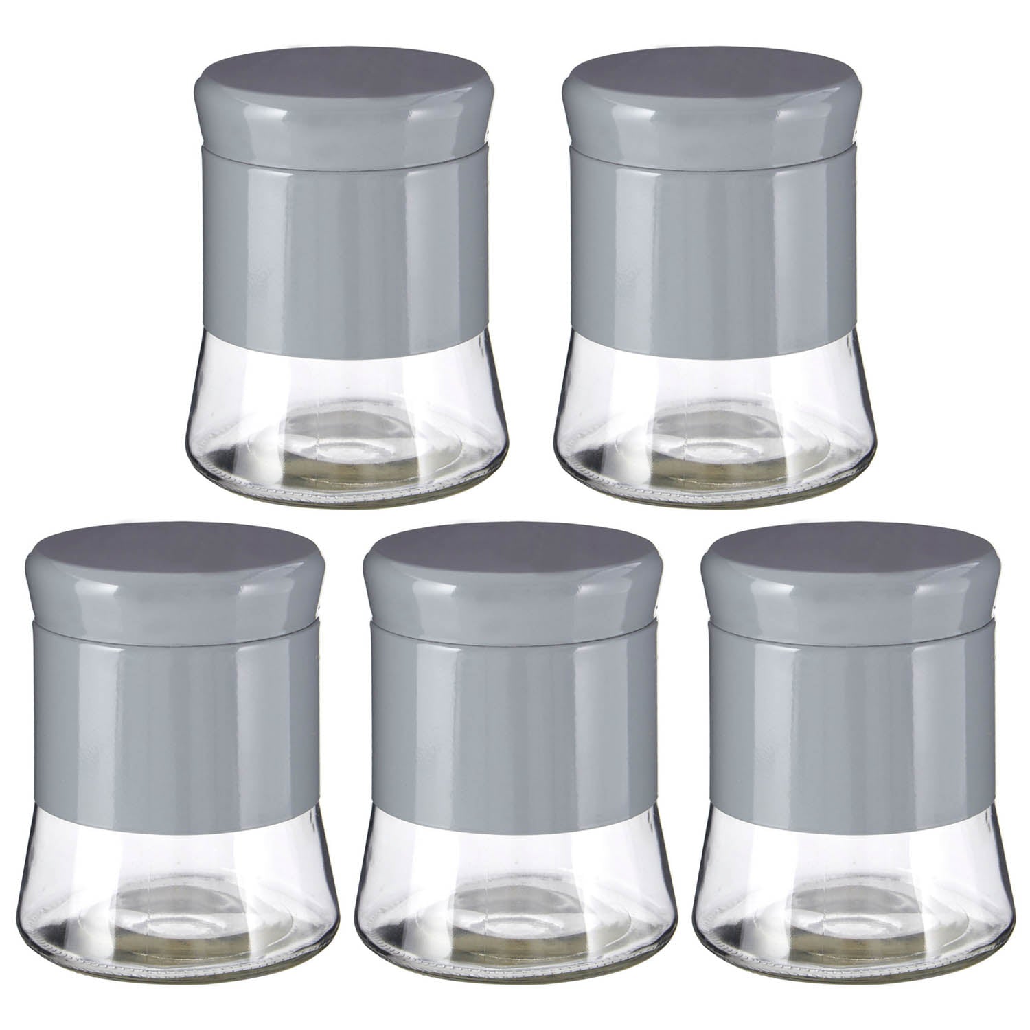 Set Of 5 800ml Grey Coffee Sugar Tea Canister Jar