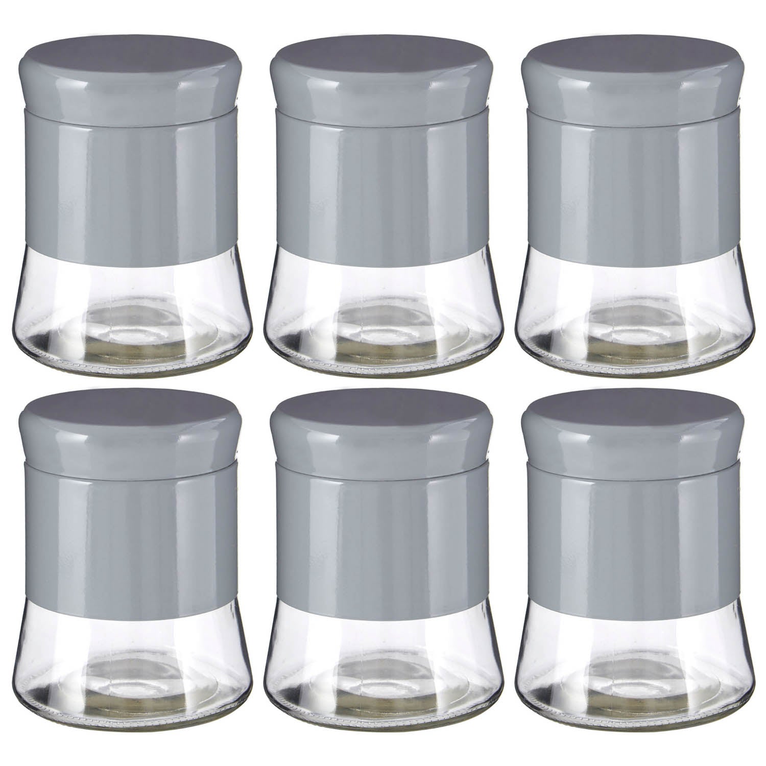 Set Of 6 800ml Grey Coffee Sugar Tea Canister Jar