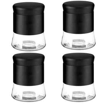 Set of 4 800ml Black Stainless Steel Glass Jars