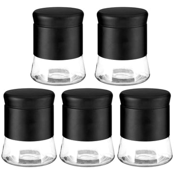 Set of 5 800ml Black Stainless Steel Glass Jars