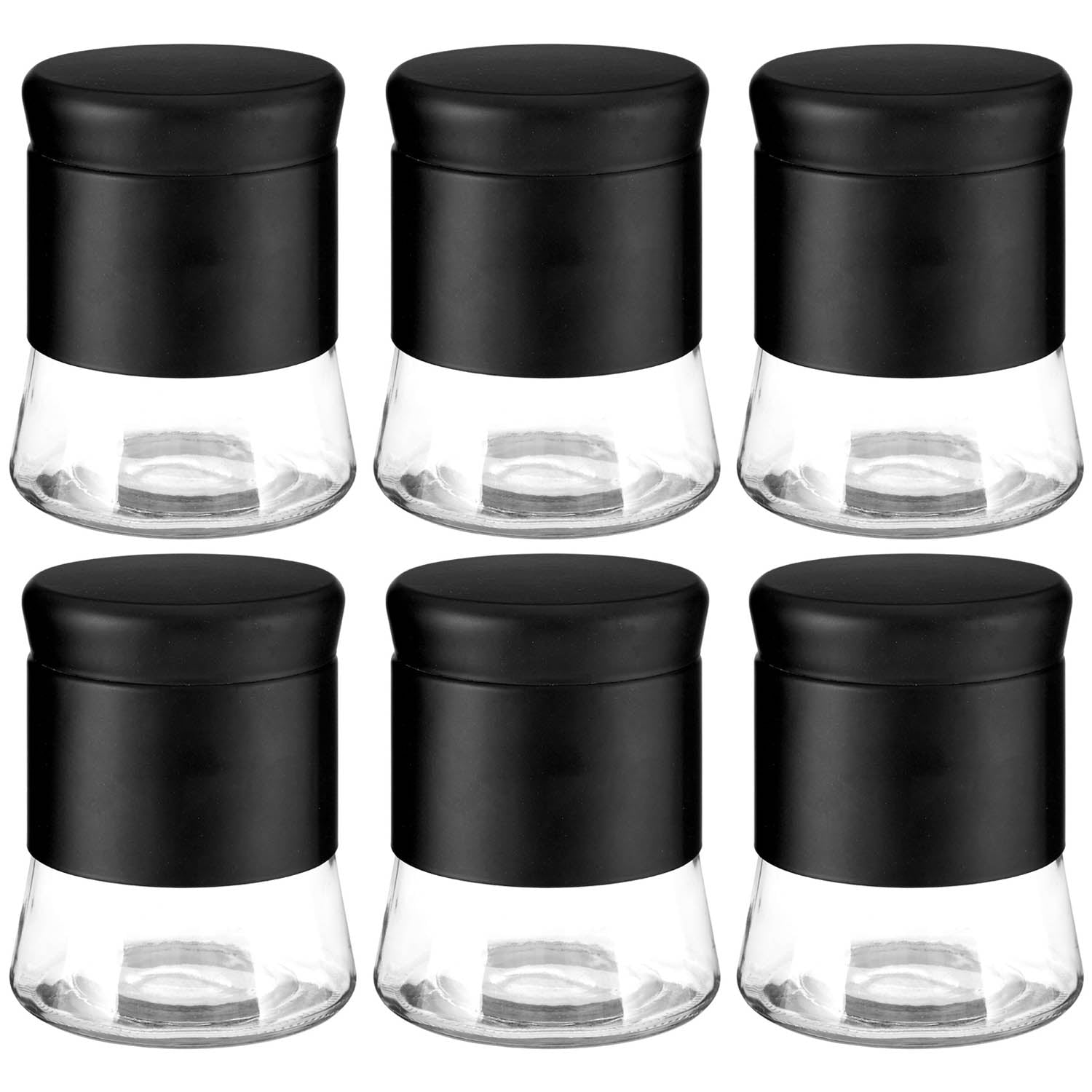 Set of 6 800ml Black Stainless Steel Glass Jars