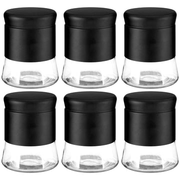 Set of 6 800ml Black Stainless Steel Glass Jars