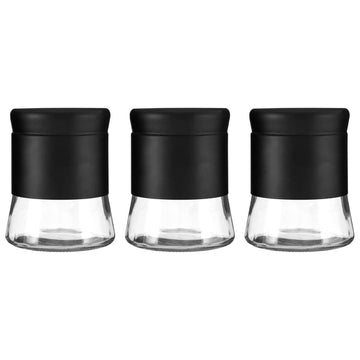 Set of 3 800ml Black Stainless Steel Glass Jars