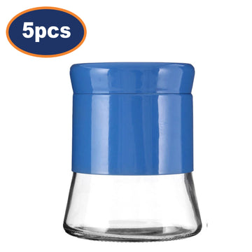 Set Of 5 800ml Blue Coffee Sugar Tea Canister Jar