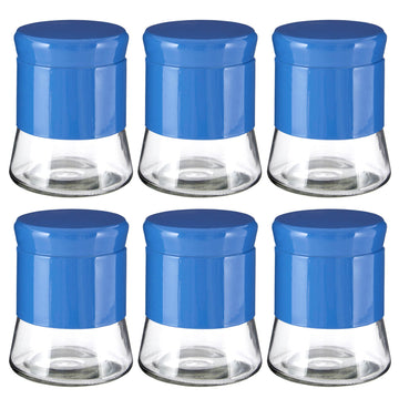 Set Of 6 800ml Blue Coffee Sugar Tea Canister Jar