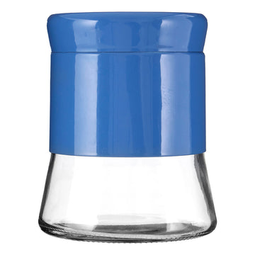 Set of 3 800ml Blue Stainless Steel Glass Storage Jars