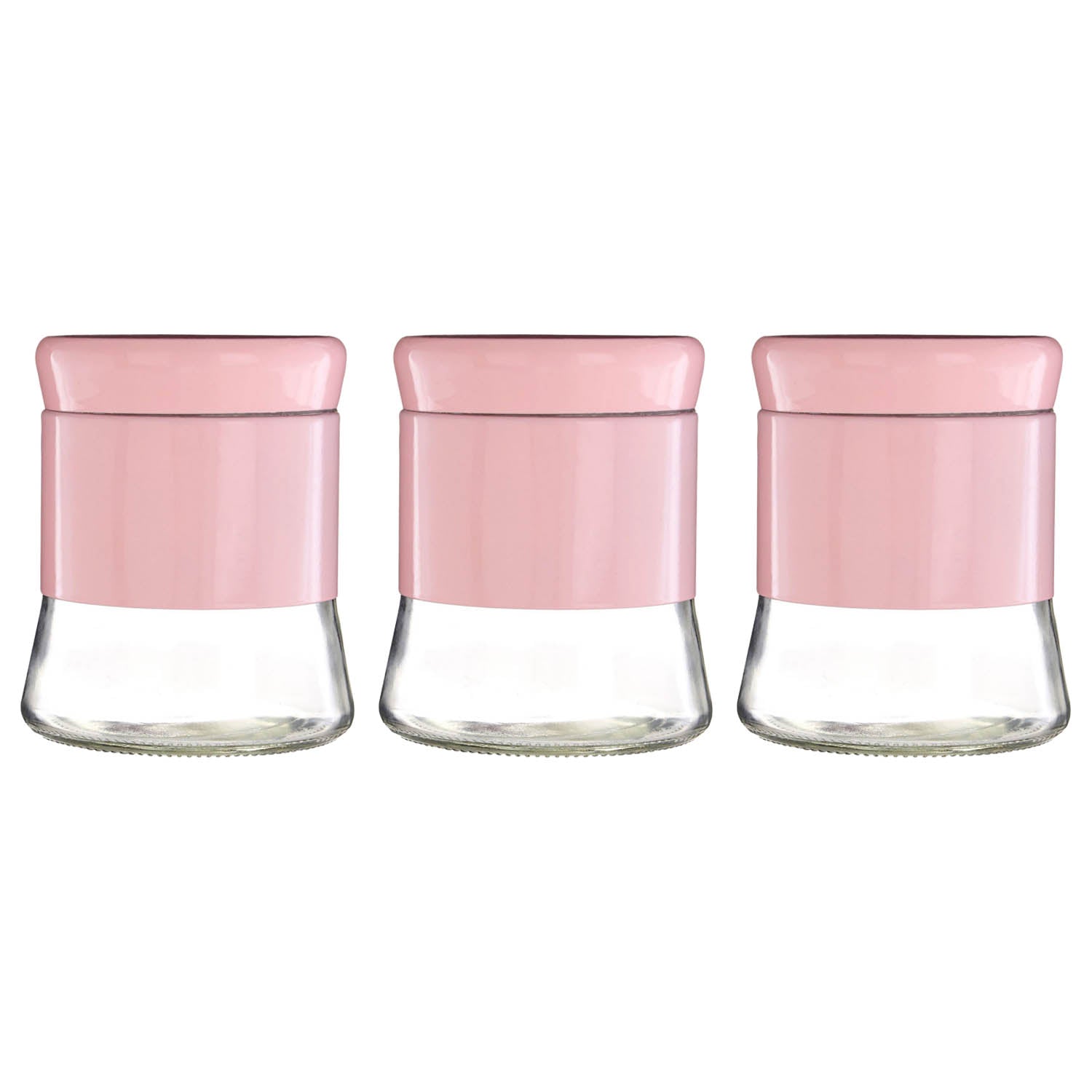Set of 3 800ml Pink Stainless Steel Glass Storage Jars