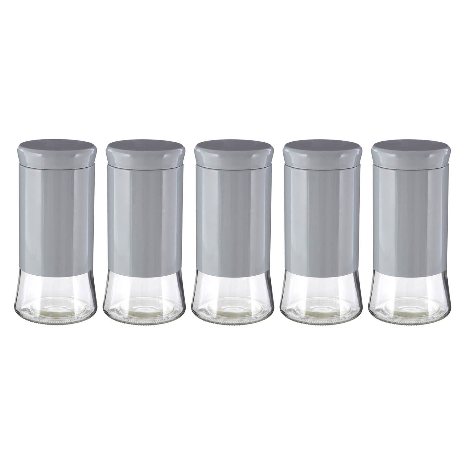 Set Of 5 1.5 Litre Grey Preserving Food Jars