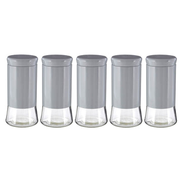 Set Of 5 1.5 Litre Grey Preserving Food Jars