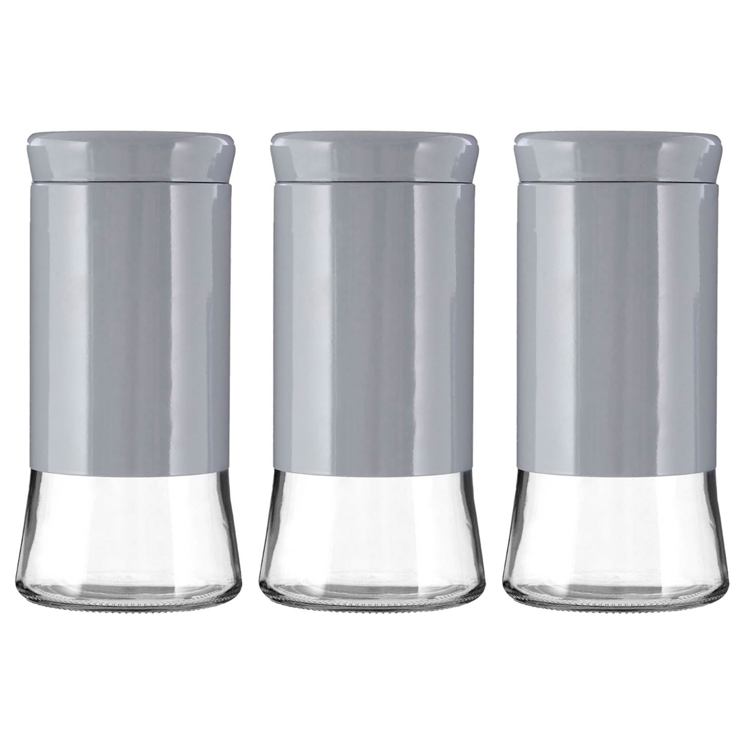 Set of 3 1.5 Litre Grey Glass Storage Jar