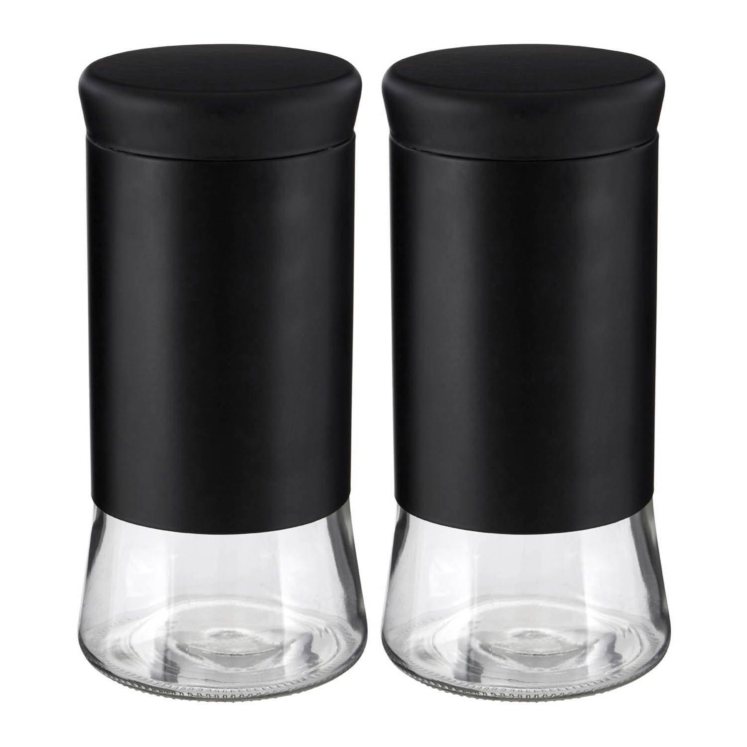 Set Of 2 1.5 Litre Black Stainless Steel Storage Jar