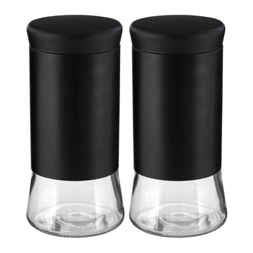 Set Of 2 1.5 Litre Black Stainless Steel Storage Jar