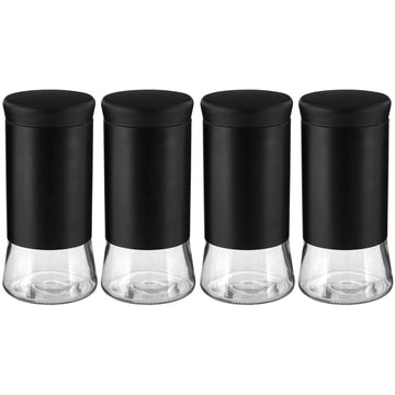Set Of 4 1.5 Litre Black Stainless Steel Storage Jar