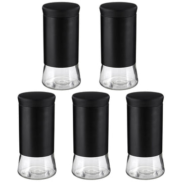 Set Of 5 1.5 Litre Black Stainless Steel Storage Jar