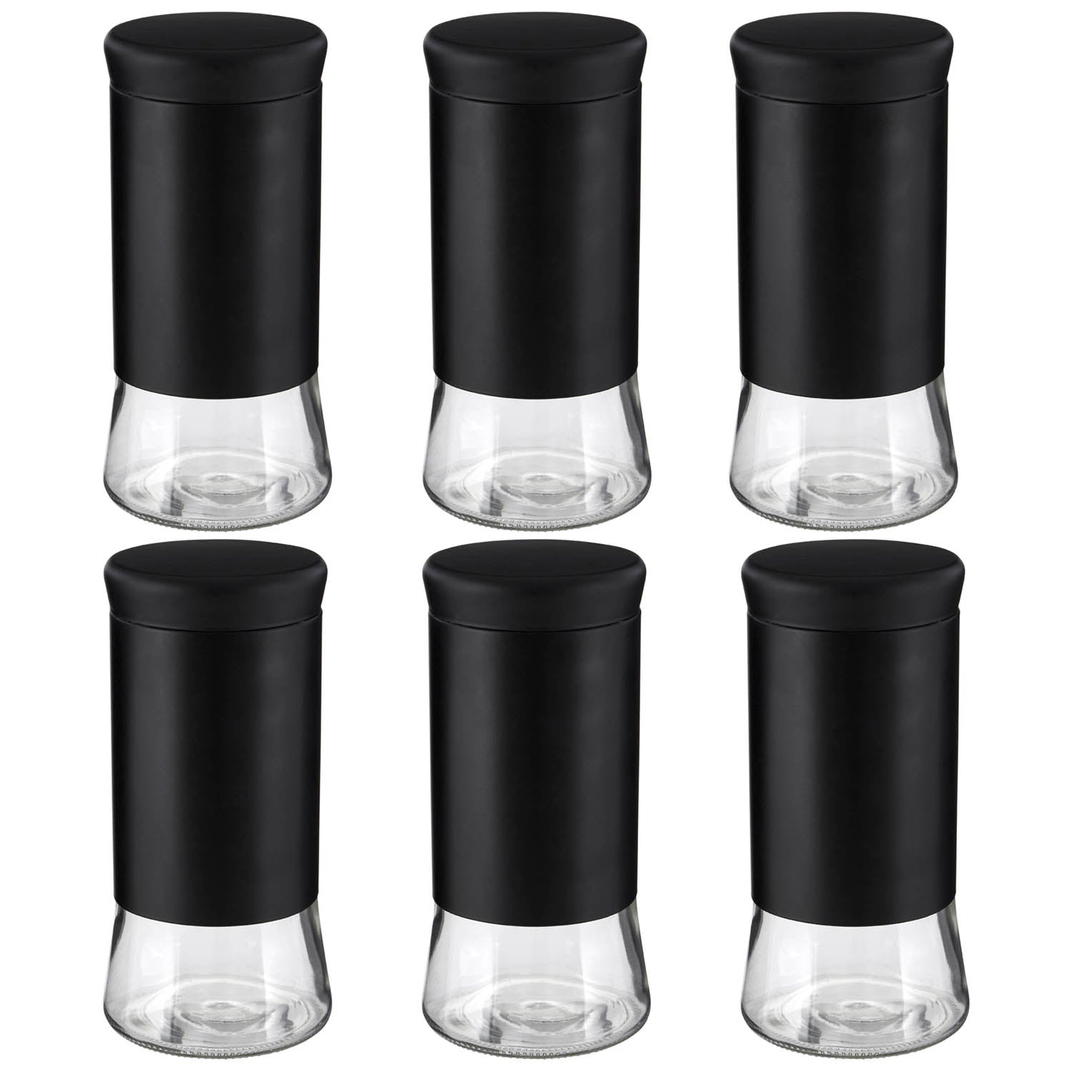 Set Of 6 1.5 Litre Black Stainless Steel Storage Jar
