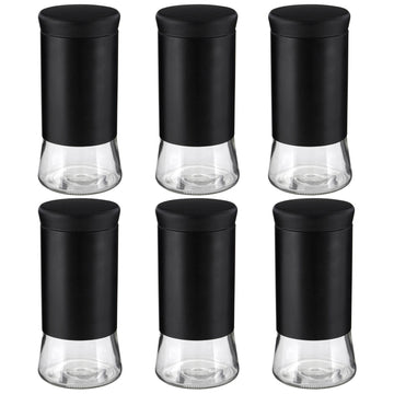 Set Of 6 1.5 Litre Black Stainless Steel Storage Jar