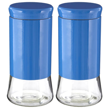 Set Of 2 1.5Litre Blue Storage Jar Canister
