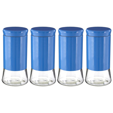 Set Of 4 1.5Litre Blue Storage Jar Canister
