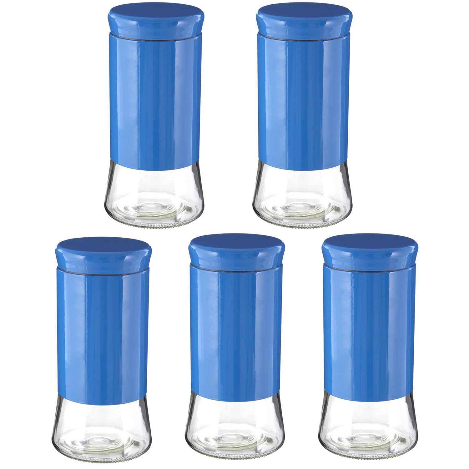 Set Of 5 1.5Litre Blue Storage Jar Canister