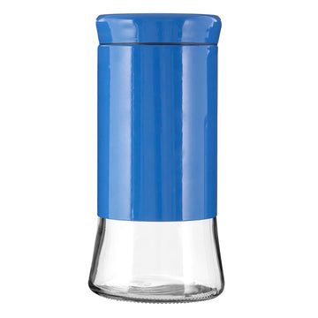 Set of 3 1.5 Litre Blue Stainless Steel Glass Storage Jars