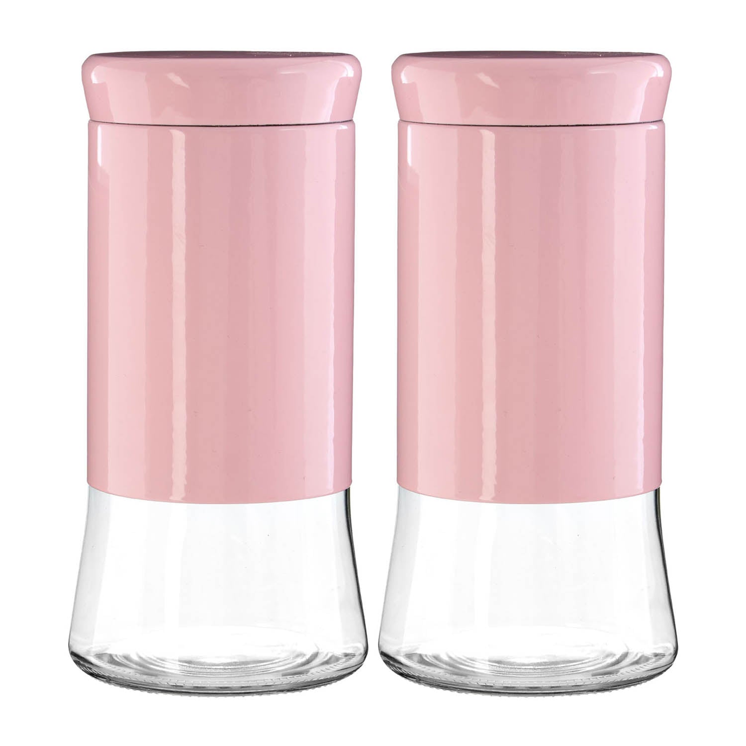 Set Of 2 1.5 Litre Pink Storage Jar Canister