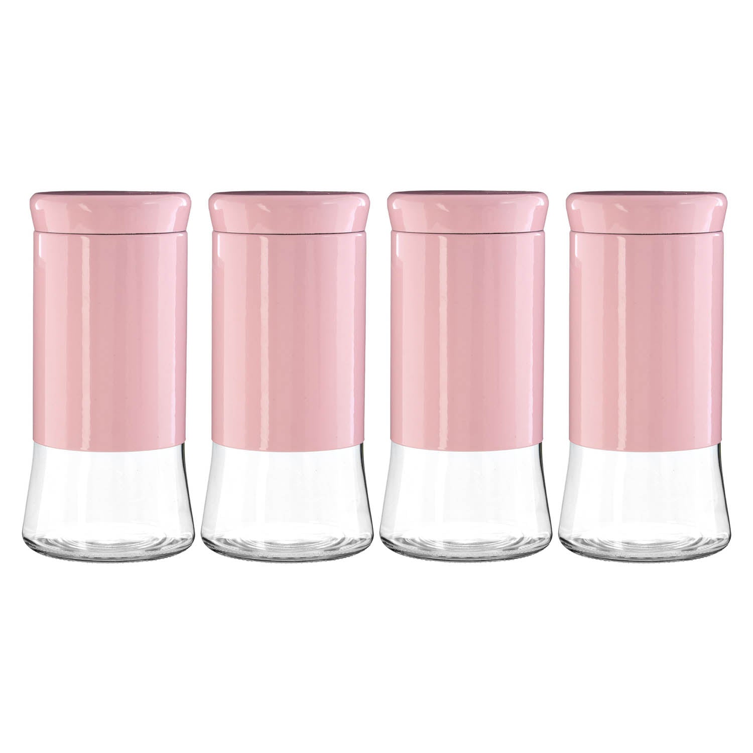 Set Of 4 1.5 Litre Pink Storage Jar Canister