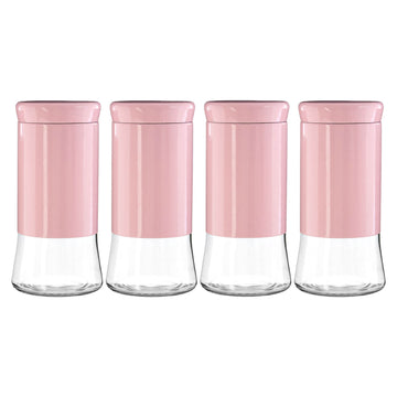 Set Of 4 1.5 Litre Pink Storage Jar Canister