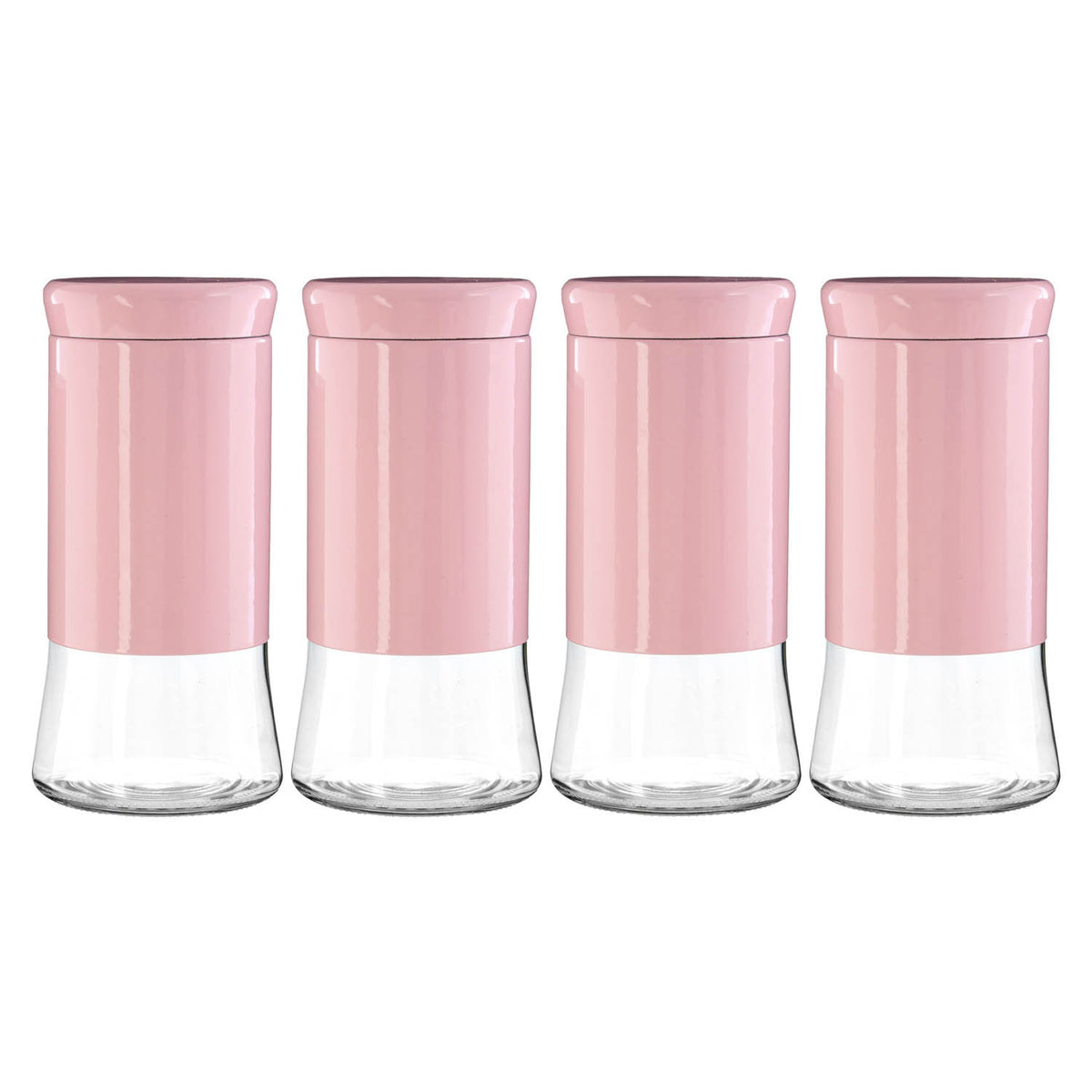 Set Of 4 1.5 Litre Pink Storage Jar Canister