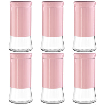 Set Of 6 1.5 Litre Pink Storage Jar Canister