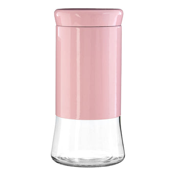 Set of 3 1.5 Litre Pink Stainless Steel Glass Storage Jars
