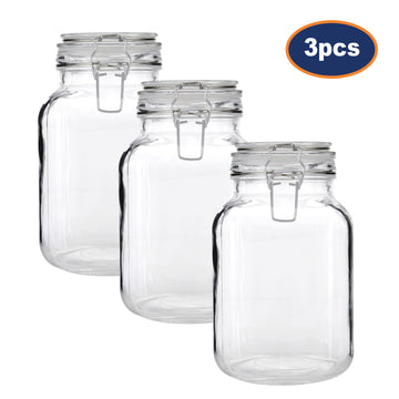 3 Pcs 2L Clear Glass Storage Preserving Jar