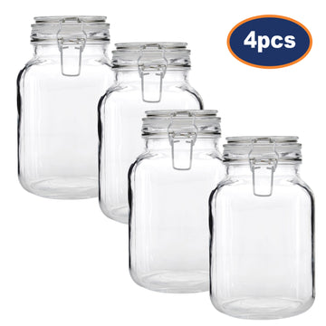 4 Pcs 2L Clear Glass Storage Preserving Jar