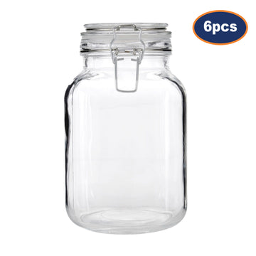6 Pcs 2L Clear Glass Storage Preserving Jar
