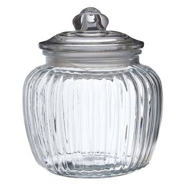 4pcs 1320ML Glass Storage  Fluted Jar with Lid Set