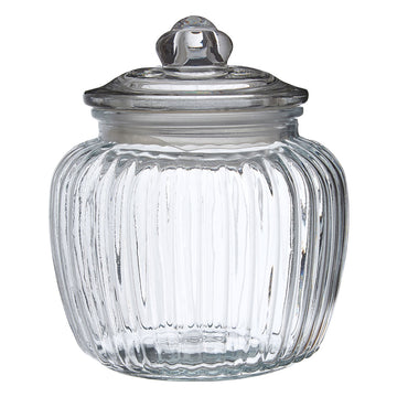 2pcs 1320ML Glass Storage  Fluted Jar with Lid Set