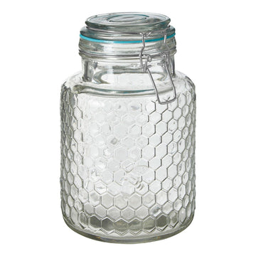 Apiary Glass 1300ml Preserving Jar Honeycomb Design