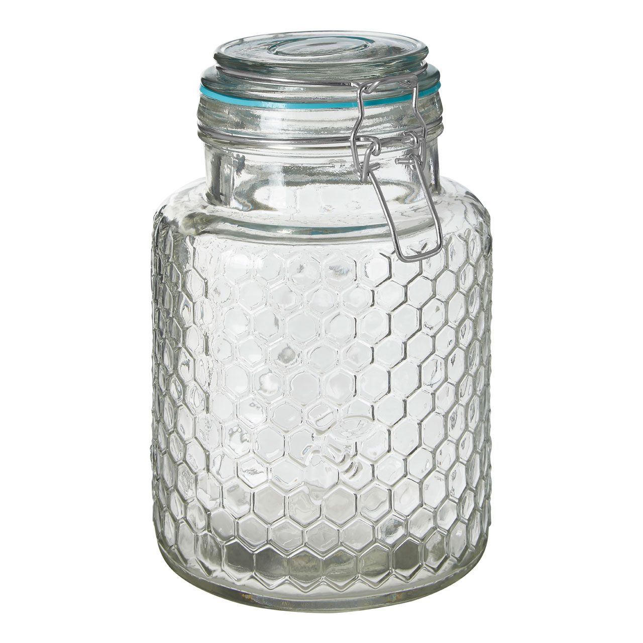 Apiary Glass 1300ml Preserving Jar Honeycomb Design