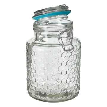 Apiary Glass 1300ml Preserving Jar Honeycomb Design