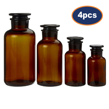 4pc 1000ml 500ml 250ml & 125ml Apothecary Amber Glass Storage Jar