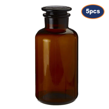 5pc 500ml Apothecary Amber Glass Storage Jar Set